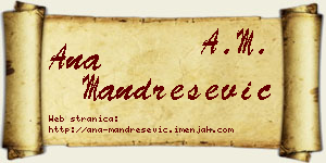 Ana Mandrešević vizit kartica